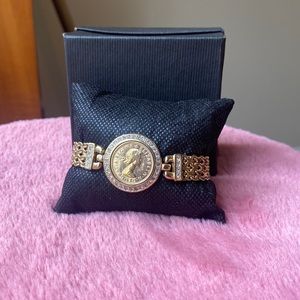Vintage Panetta Elizabeth Coin Gold-tone Bracelet